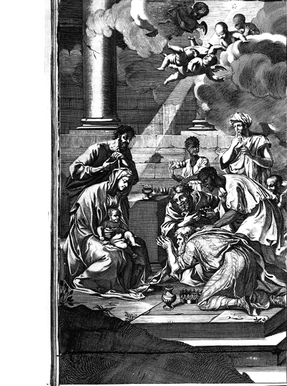 adorazione dei Re Magi (stampa, elemento d'insieme) - bottega romana (sec. XIX)