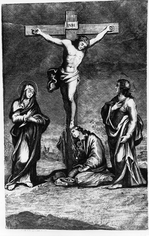 crocifissione di Cristo (stampa, elemento d'insieme) di Grandi Carlo (attribuito) (sec. XVIII)