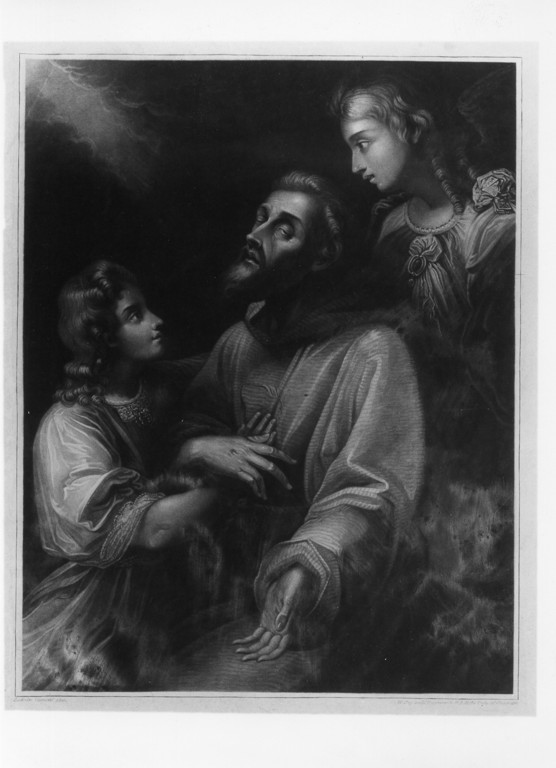 estasi di San Francesco d'Assisi (stampa) di Carracci Ludovico (attribuito), Say W (attribuito) (fine/inizio secc. XVIII/ XIX)