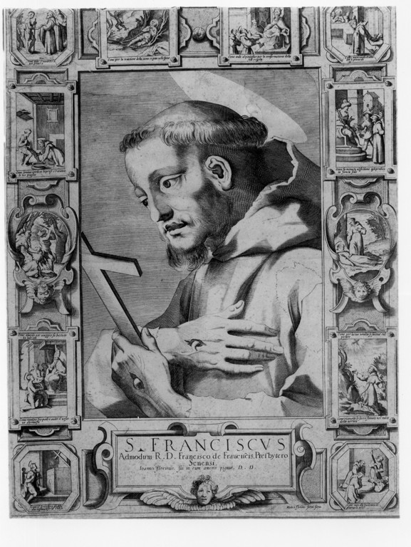 episodi della vita di San Francesco d'Assisi (stampa) di Florimi Matteo (attribuito) (fine/inizio secc. XVI/ XVII)