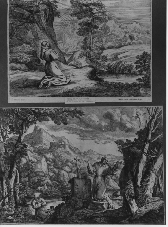 San Francesco d'Assisi riceve le stimmate (stampa) di Massé Jean Baptiste (attribuito), Carracci Ludovico (attribuito) (inizio sec. XVIII)