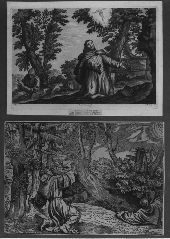 San Francesco d'Assisi riceve le stimmate (stampa) di Boldrini Niccolò (attribuito), Vecellio Tiziano (attribuito) (metà sec. XVI)