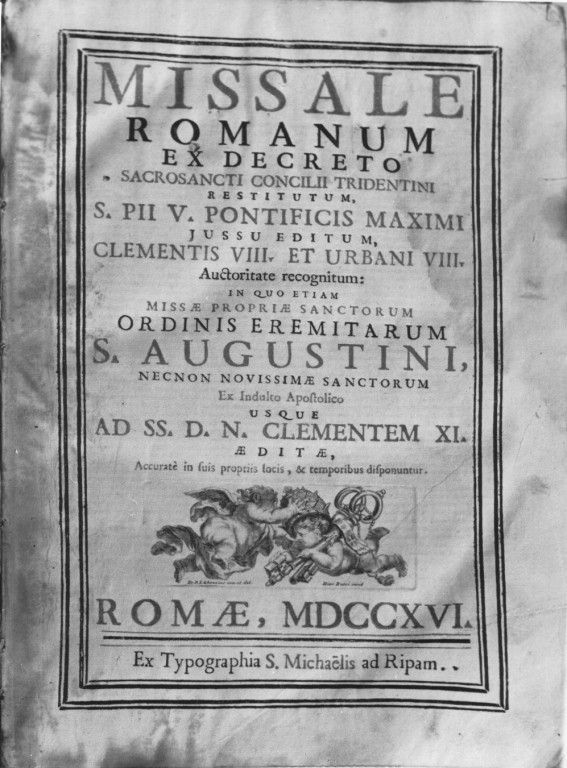 angioletti con insegne papali (stampa) di Rossi Girolamo, Ghezzi Pier Leone (sec. XVIII)
