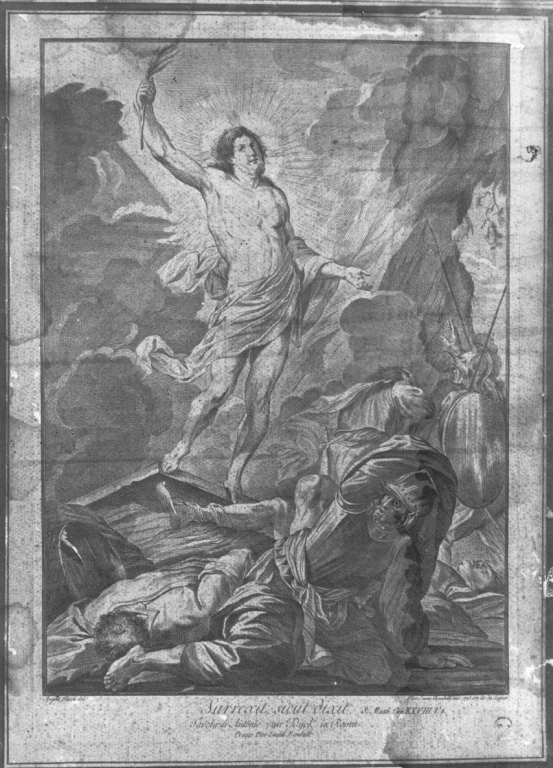 resurrezione di Cristo (stampa) di Bombelli Pietro Leone, Ricci Angelo, Van Dyck Anton (sec. XVIII)