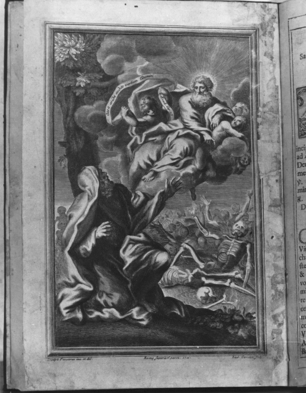Ezechiele ha la visione della valle delle ossa inaridite (stampa) di Gomier Louis, Passaro Giuseppe (sec. XVIII)