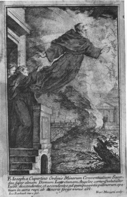 estasi di San Giuseppe da Copertino (stampa) di Mazzoni Francesco, Barbault Jean (sec. XVIII)