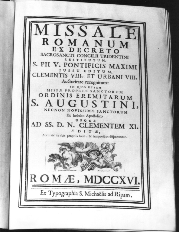 angioletti con insegne papali (stampa) di Rossi Girolamo, Ghezzi Pier Leone (sec. XVIII)