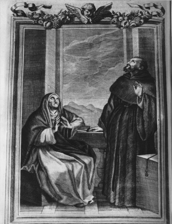 Santa Monica e Sant'Agostino (stampa) di Hubert Vincent, Muziano Girolamo detto Girolamo da Brescia, Severoni Giuseppe (sec. XVIII)