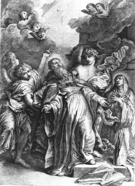 visione di Sant'Agostino (stampa) di Leonardis Jacopo, Van Dyck Anton (sec. XVIII)