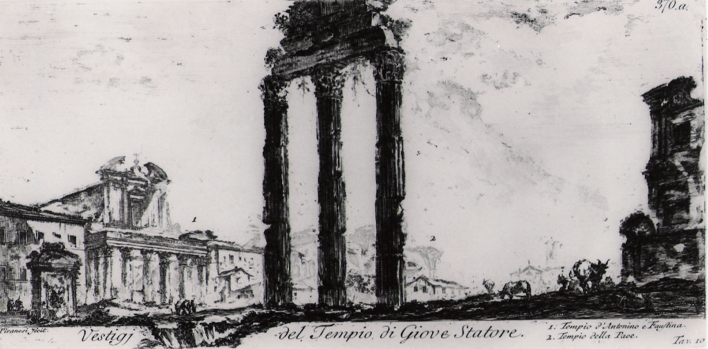 resti del tempio di Giove statore (stampa) di Piranesi Giovanni Battista (prima metà sec. XX)