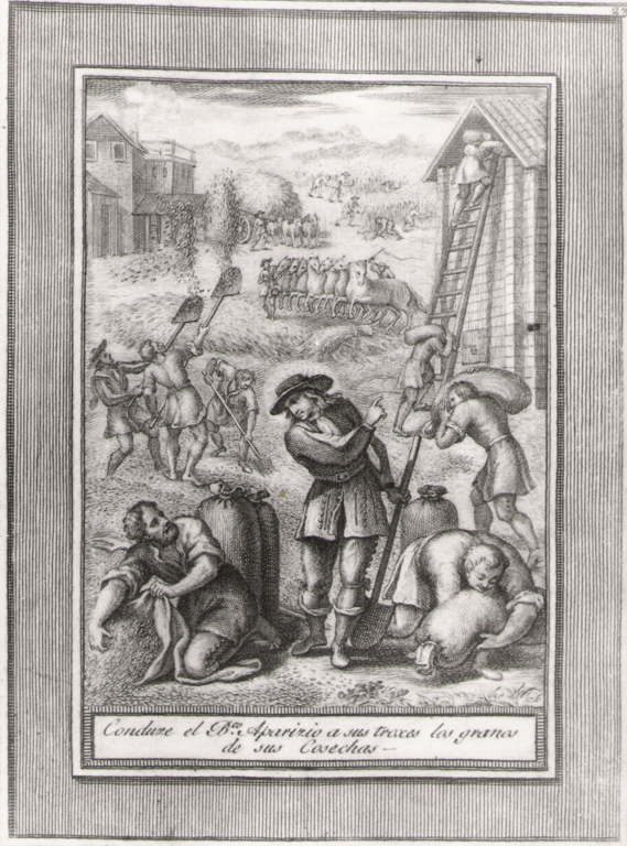 conduze el b.to Aparizio a sus.., storie della vita del beato Sebastiano di Aparicio (stampa, serie) di Bombelli Pietro Leone (seconda metà sec. XVIII)