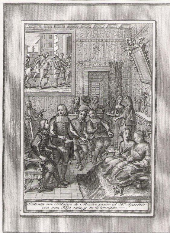 intenta un fidalgo de Mexico.., storie della vita del beato Sebastiano di Aparicio (stampa, serie) di Bombelli Pietro Leone (seconda metà sec. XVIII)
