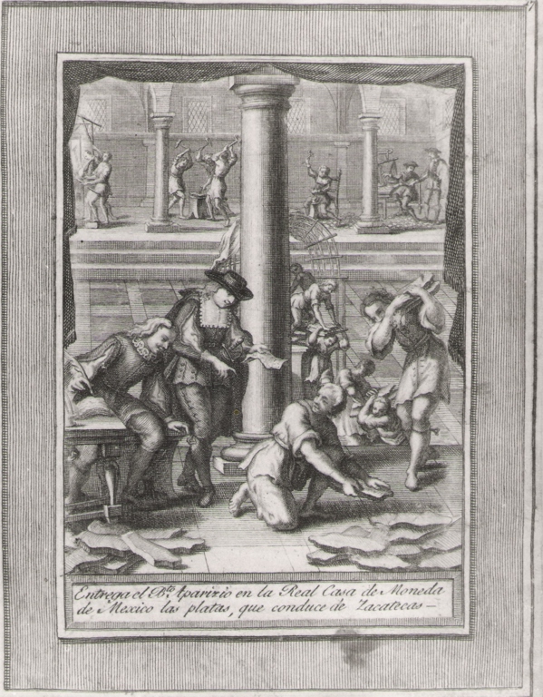 entrega el b.to Aparizio en la real.., storie della vita del beato Sebastiano di Aparicio (stampa, serie) di Bombelli Pietro Leone (seconda metà sec. XVIII)