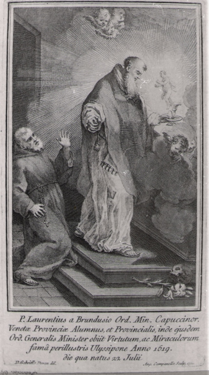 B. Laurentius a Brundusio.., beato Lorenzo da Brindisi (stampa) di Cappellan Antonio, Angeletti Pietro (seconda metà sec. XVIII)