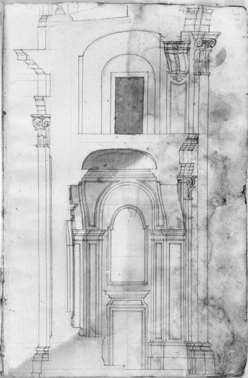 sezione laterale di altare (disegno) di Derizet Antoine (sec. XVIII)