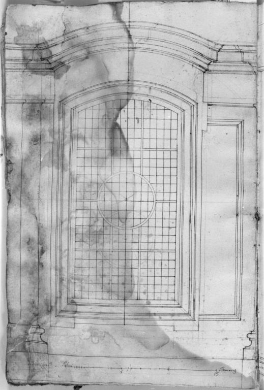 sezione laterale di ingresso secondario (disegno) di Derizet Antoine (sec. XVIII)