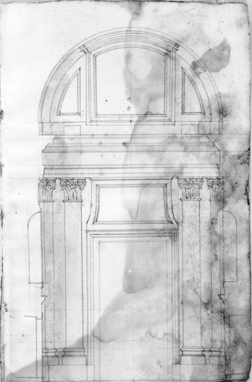 prospetto di ingresso secondario (disegno) di Derizet Antoine (sec. XVIII)