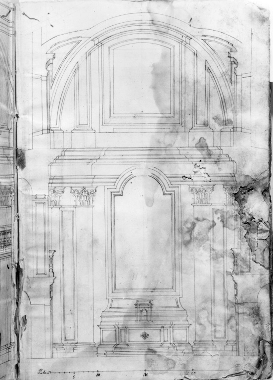 prospetto di altare maggiore (disegno) di Derizet Antoine (sec. XVIII)