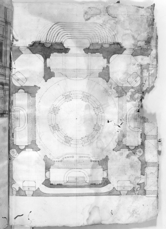pianta di edificio chiesastico (disegno) di Derizet Antoine (sec. XVIII)