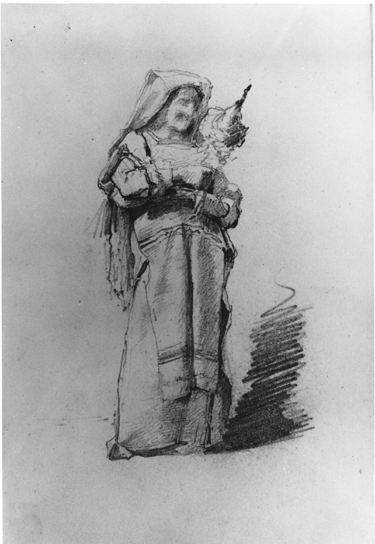 donna in costume laziale con conocchia (disegno) di Joris Pio (sec. XIX)