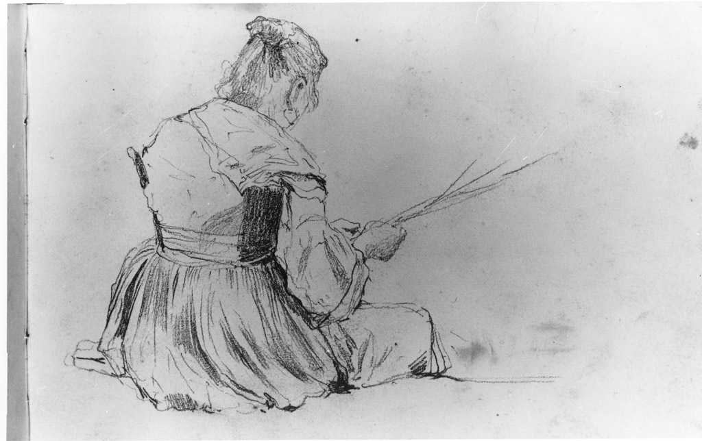 donna al lavoro (disegno) di Joris Pio (sec. XIX)