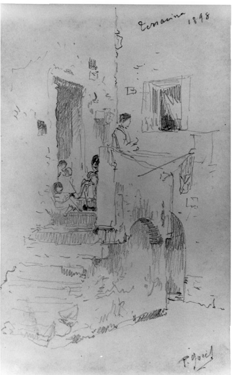 casa in un vicolo di Terracina (disegno) di Joris Pio (sec. XIX)