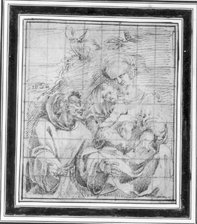 Madonna con il Bambino e San Francesco (disegno) di Procaccini Giulio Cesare (attribuito) (inizio sec. XVII)