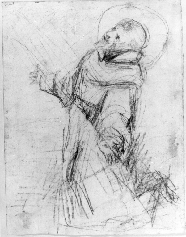 San Francesco d'Assisi riceve le stimmate (disegno) - ambito tedesco (sec. XIX)