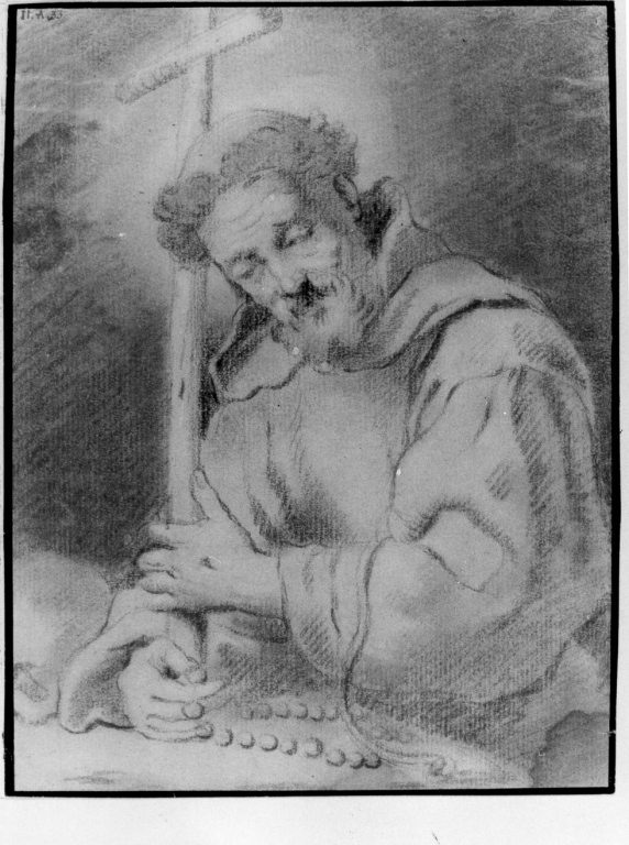 San Francesco d'Assisi in preghiera (disegno) di Strozzi Bernardo (sec. XVII)