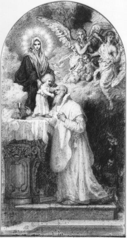 San Lorenzo da Brindisi con Gesù Bambino (disegno) di Szoldatics Giorgio (sec. XX)