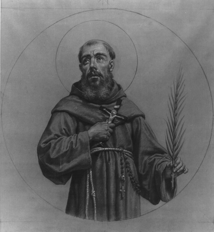Santo francescano (disegno) di Mariani Cesare (seconda metà sec. XIX)