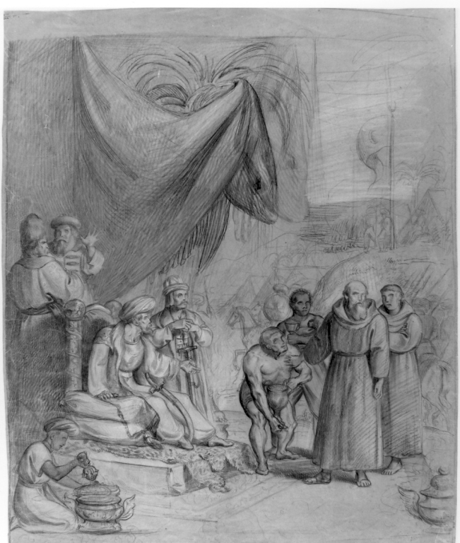 San Francesco d'Assisi predica davanti al sultano (disegno) di Sabatelli Luigi (scuola) (prima metà sec. XIX)