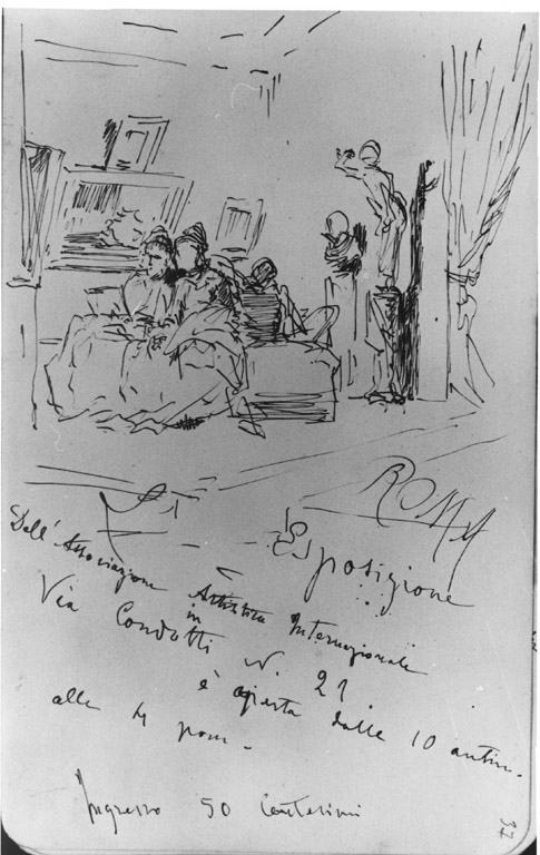 Figure sedute in un interno (disegno) di Joris Pio (sec. XIX)