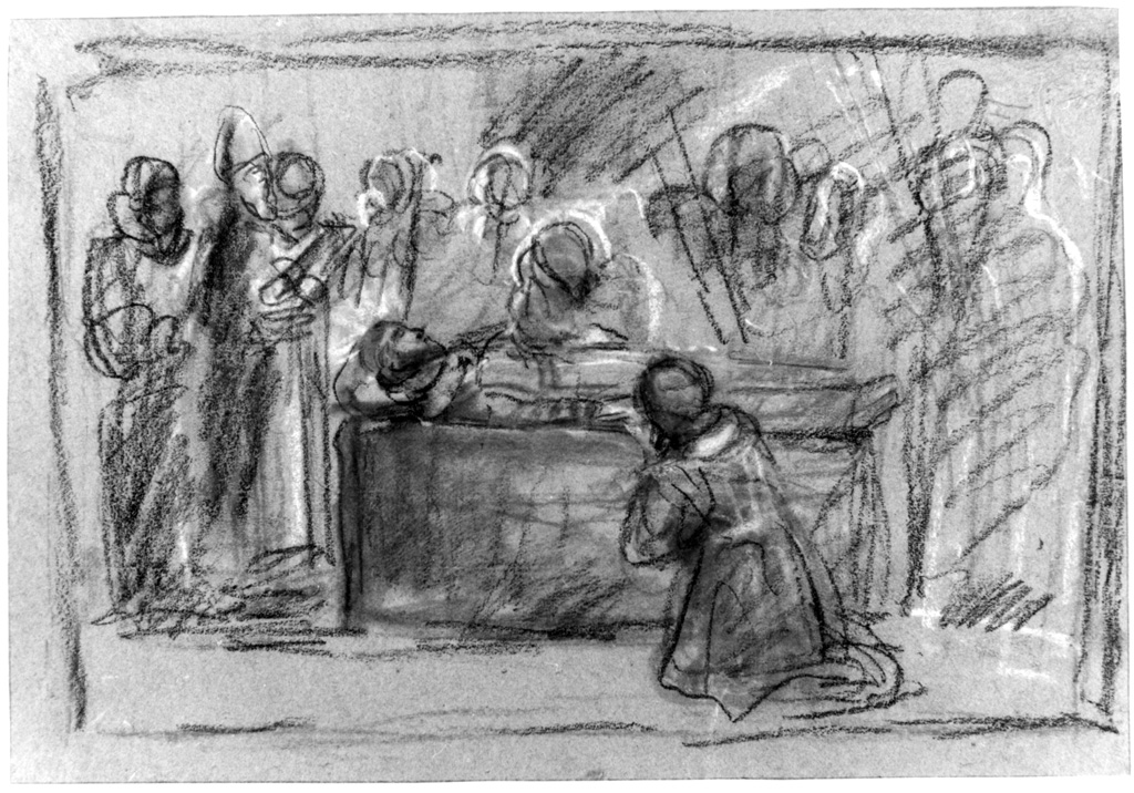 esequie di san Francesco d'Assisi (disegno) - ambito tedesco (sec. XIX)