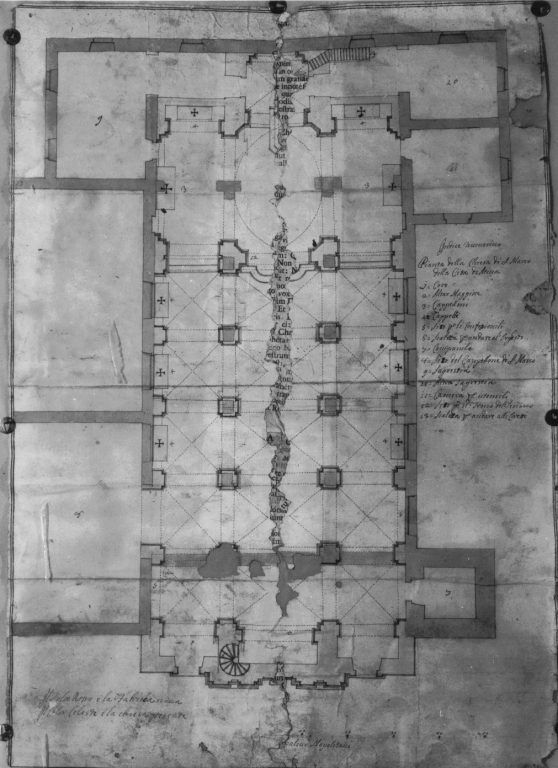 pianta della chiesa di S. Marco Galileo o S. Maria (disegno) - ambito Italia meridionale (sec. XVIII)