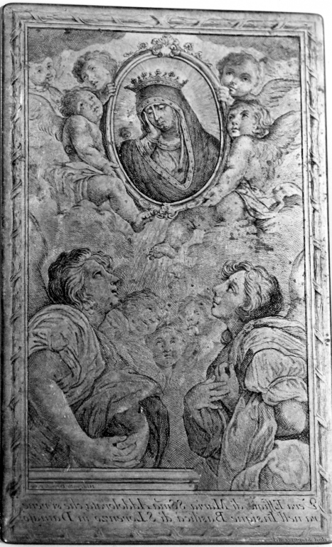 angeli adoranti la Madonna Addolorata (matrice) di Mazzoni Francesco (sec. XVIII)