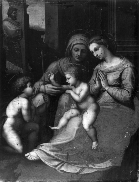 Madonna con Bambino sant'Elisabetta e San Giovannino (dipinto) - ambito toscano (prima metà sec. XVI)