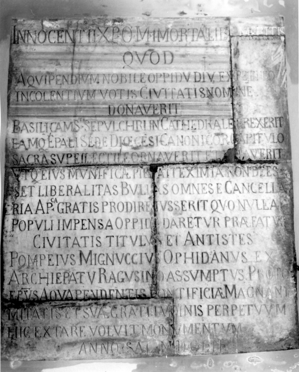 lapide commemorativa - ambito laziale (sec. XVII)