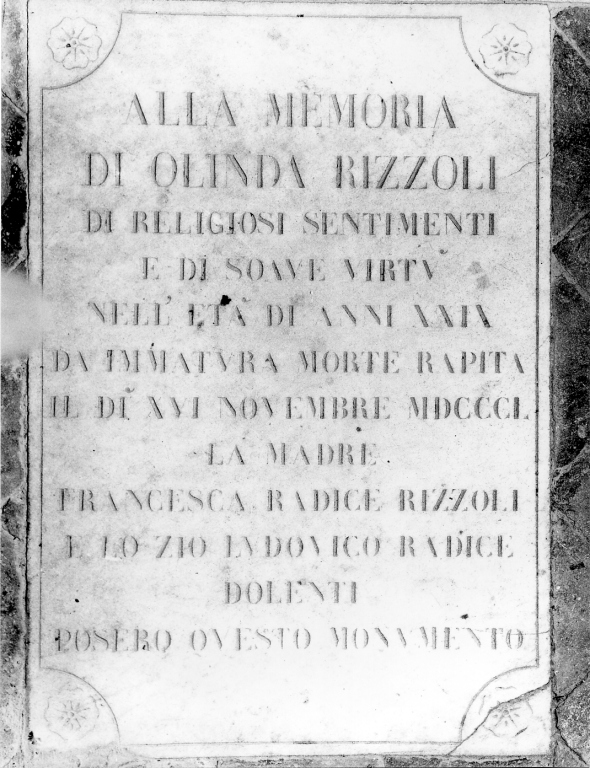 lapide commemorativa - ambito laziale (sec. XIX)
