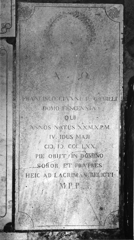 lapide commemorativa - ambito laziale (sec. XIX)