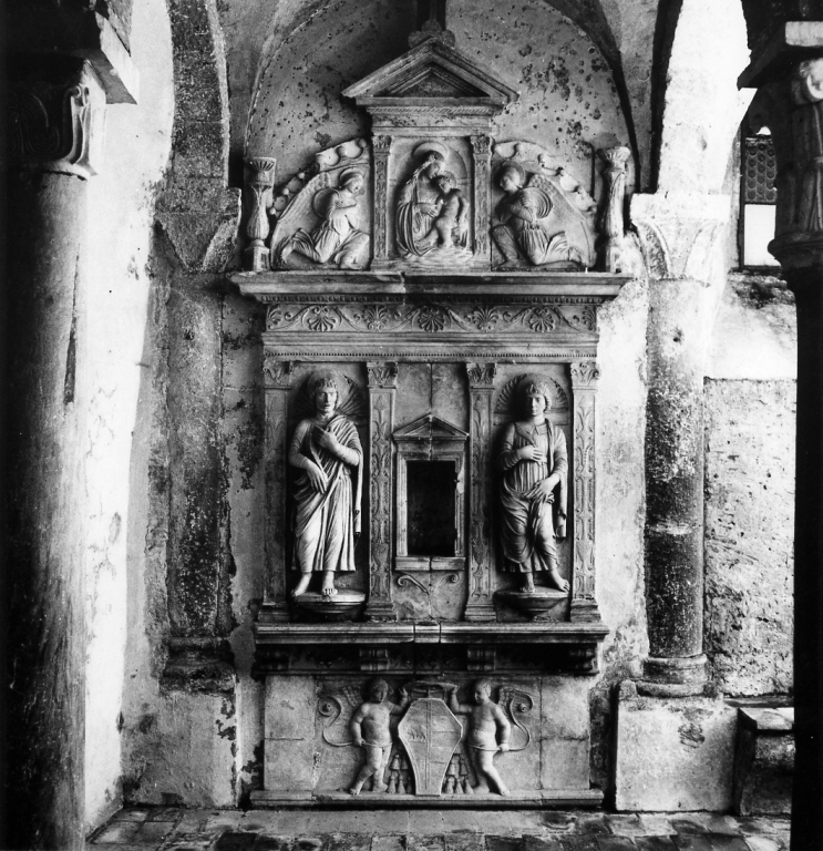 tabernacolo - a frontale architettonico di Pietro da Siena (maniera) (ultimo quarto sec. XV)