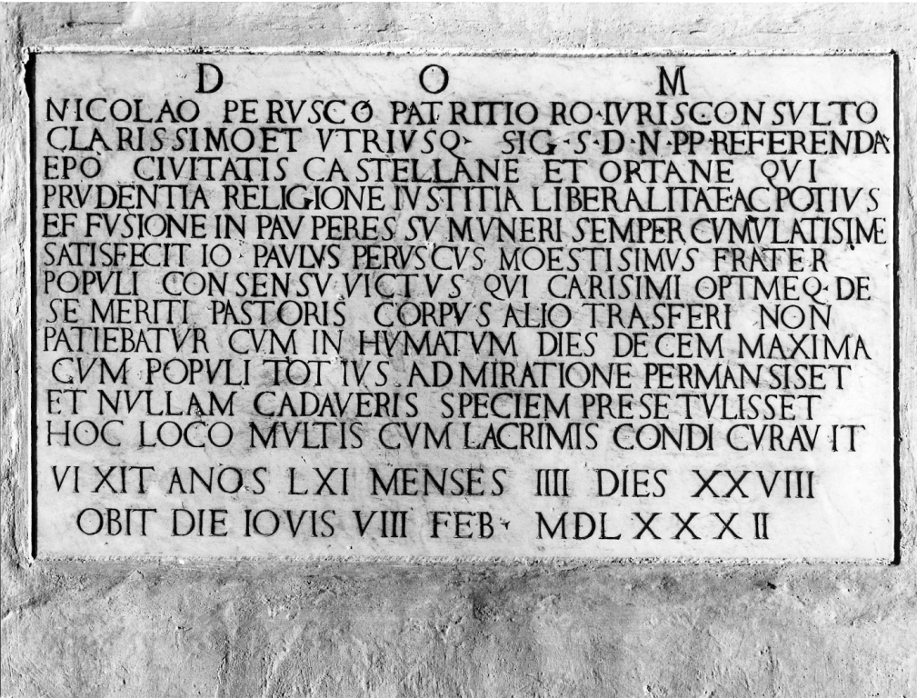 lapide commemorativa - ambito laziale (sec. XVI)
