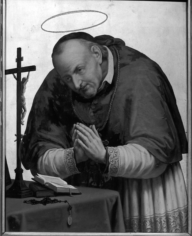 Sant'Alfonso de' Liguori in preghiera (dipinto) - ambito romano (sec. XX)
