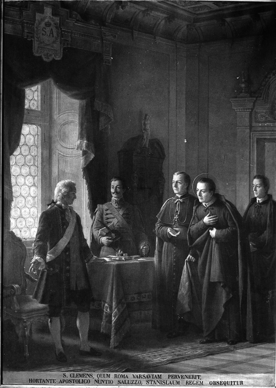 San Clemente Hofbauer ossequia re Stanislao di Polonia (dipinto) di Gagliardi Giovanni (sec. XX)