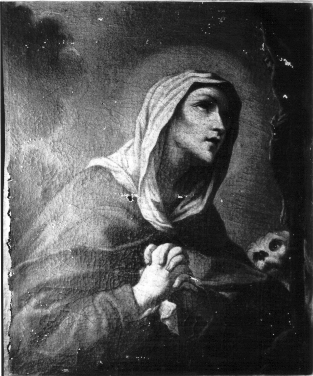 Santa Caterina adora il crocifisso (dipinto) - ambito romano (inizio sec. XVIII)