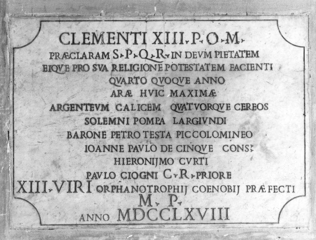 lapide celebrativa - ambito romano (sec. XVIII)