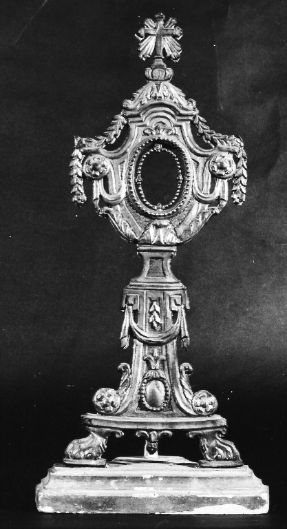 reliquiario - a ostensorio - ambito laziale (fine/inizio secc. XVIII/ XIX)