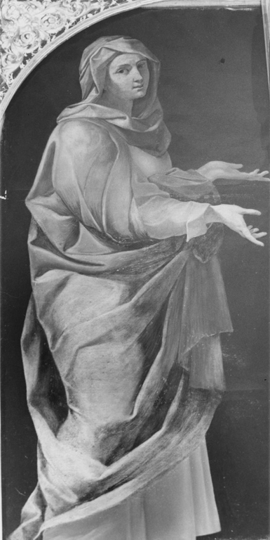 La Madonna che indica il Figlio crocifisso (dipinto, elemento d'insieme) - ambito romano (fine/inizio secc. XVI/ XVII)