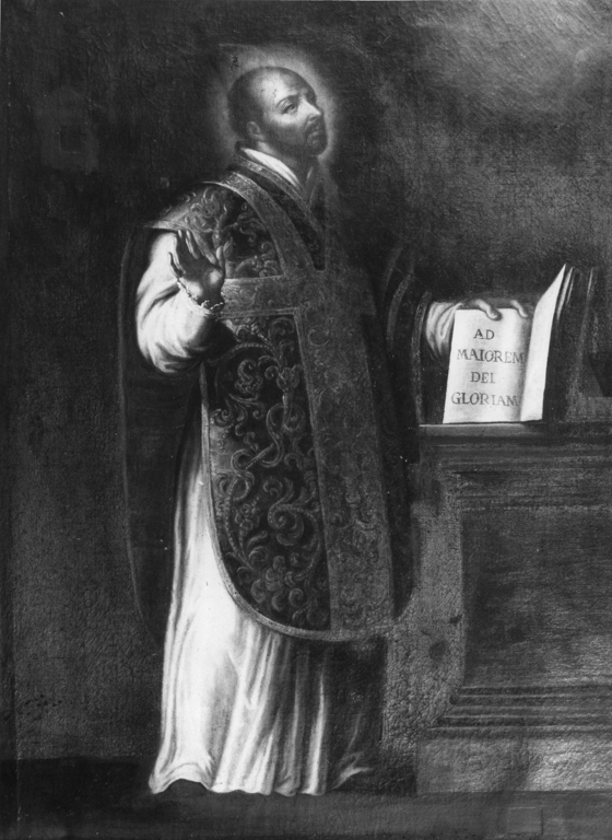 Sant'Ignazio contempla il Santo Nome (dipinto) - ambito romano (fine/inizio secc. XVIII/ XIX)