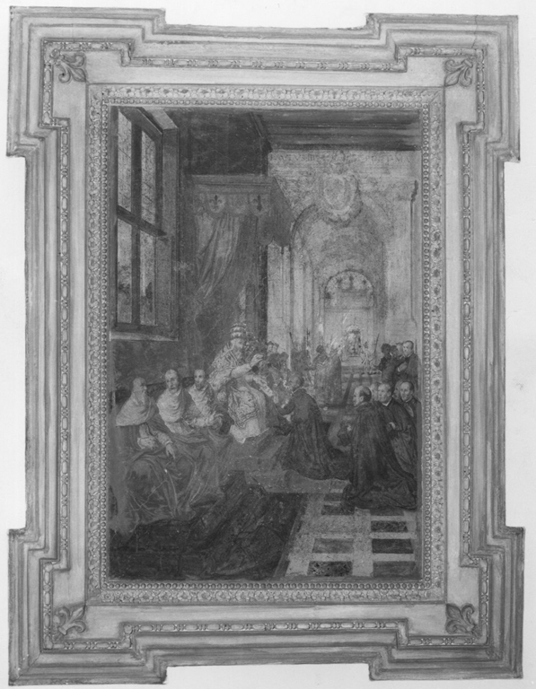 Il riconoscimento ufficiale della Compagnia di Gesù da parte di Paolo III Farnese (dipinto) - ambito romano (prima metà sec. XVII)